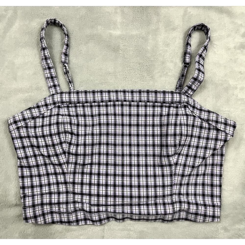Hollister M Purple Tartan Plaid Crop Tank Festival Cowgirl Gingham Cottage Y2K